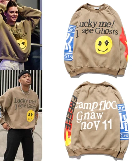 Kanye West Hoodies Lucky Me I See Ghost Sweatshirt Logo